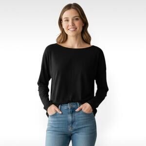 Free Assembly Essential Black Long Sleeve Top - Size Medium - GUC